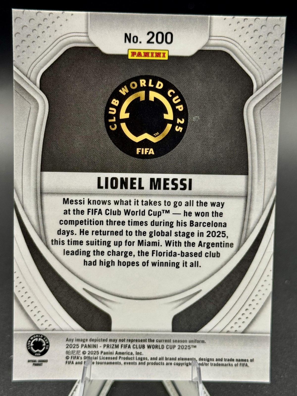 2025 Panini Prizm FIFA Club World Cup #200 Lionel Messi view 2