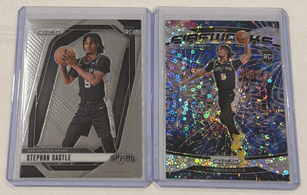 2024-25 Panini Prizm Fireworks Fast Break Prizm Stephon Castle #13 Rookie & Base