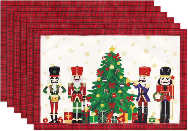 Platzset 6Er Set, Tischsets Weihnachten Rot Nussknacker Winter Weihnachtsbaum Do-image