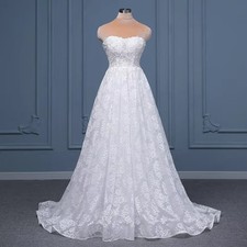 Customized Elegant Lace Flowers Beach Wedding Dress Off Shoulder Applique Bridal