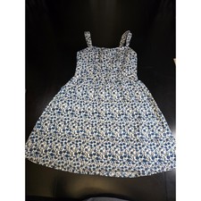 LOFT Blue Floral Cotton Sundress Size 2 - Fit & Flare Summer Mini Dress Lined