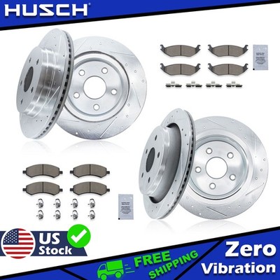 Front and Rear Coated Rotors & Ceramic Pads Kit for DODGE RAM CHRYSLER