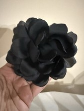 Black Flower Camellia Brooch Pin Big Large