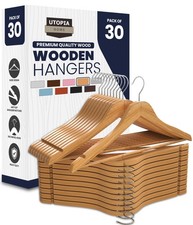 Premium Wooden Hangers 30 Pack - Heavy Duty  Durable Coat Hanger - Wood Hang...