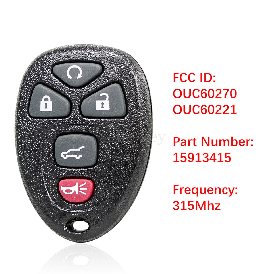 Llavero de control remoto de 5 botones para Chevrolet Tahoe Traverse Suburban 2007-2014 Foto 2 de 4