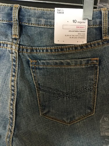 NWT GAP KIDS GIRLS LIGHT WASH SKINNY JEANS SIZE 10 L27 ADJUSTABLE WAIST - Picture 6 of 12