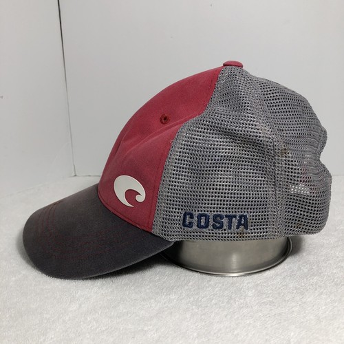 Gorra de béisbol Costa adulto OS gris rojo malla trasera gancho y bucle golf deportes - Imagen 3 de 8