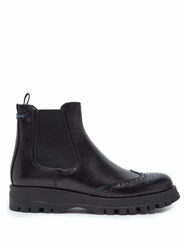 $900 PRADA Leather MOTO BROGUE Wing-Tip Chelsea Boots PLATFORM BLACK 41 (SE29)