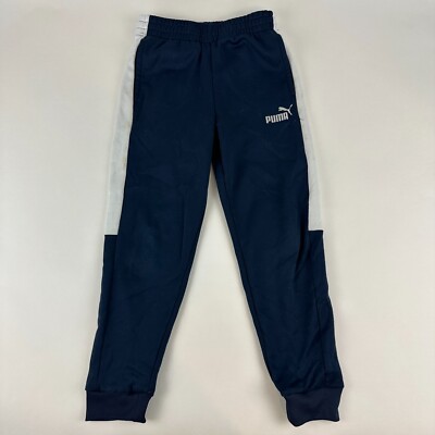Puma Jogger Pants Boys Small 7/8 Blue White Pockets | eBay