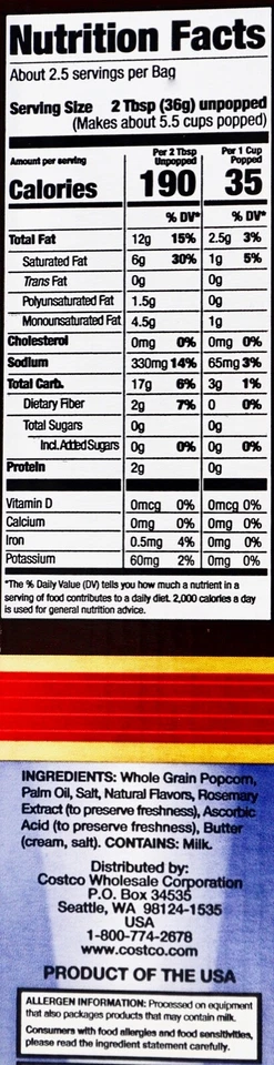 Palomitas de maíz para microondas Kirkland Signature "Mantequilla de teatro de cine" 22 bolsas, 3,3 oz cada una Foto 2 de 3