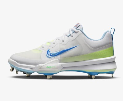 Nike Force Trout 9 Pro Cleats White/Barely Volt/Blue FQ7941-100 Size 13 Men