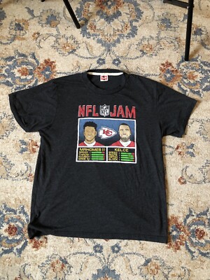 Homage NFL Jam Mahomes Kelce T Shirt Gray Short Sleeve Size Large