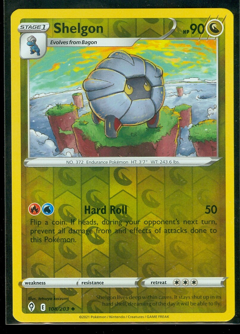 Pokemon SHELGON 108/203 Evolving Skies - Rev Holo