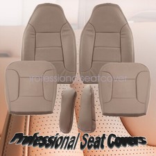 For 1992-1996 Ford Bronco Driver Passenger Perforated Leather Seat Cover Tan