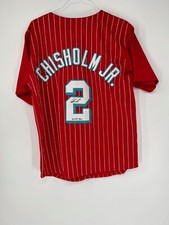 JAZZ CHISHOLM JR MIAMI MARLINS AUTOGRAPHED RED STITCHED JERSEY  JSA WITNESS