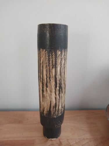 Vintage Brutalist Double Mouthed Glazed Stoneware Ikebana Vase, Signed With Chop - Picture 3 of 15
