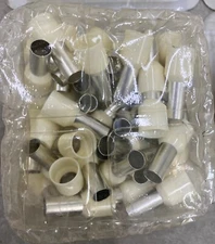 BM 00714 Insulated End Sleeve/Bootlace Lug, 16mm2/ 6 AWG, IVORY, 50 Pc's Pkt