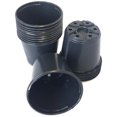Small 4'' Round Black Plastic Greenhouse Pots - Landmark  - Choose Qty