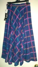 Vintage That's Me Multi Color Purple Plaid Full MIDI Skirt Wool Blend Size 9/10