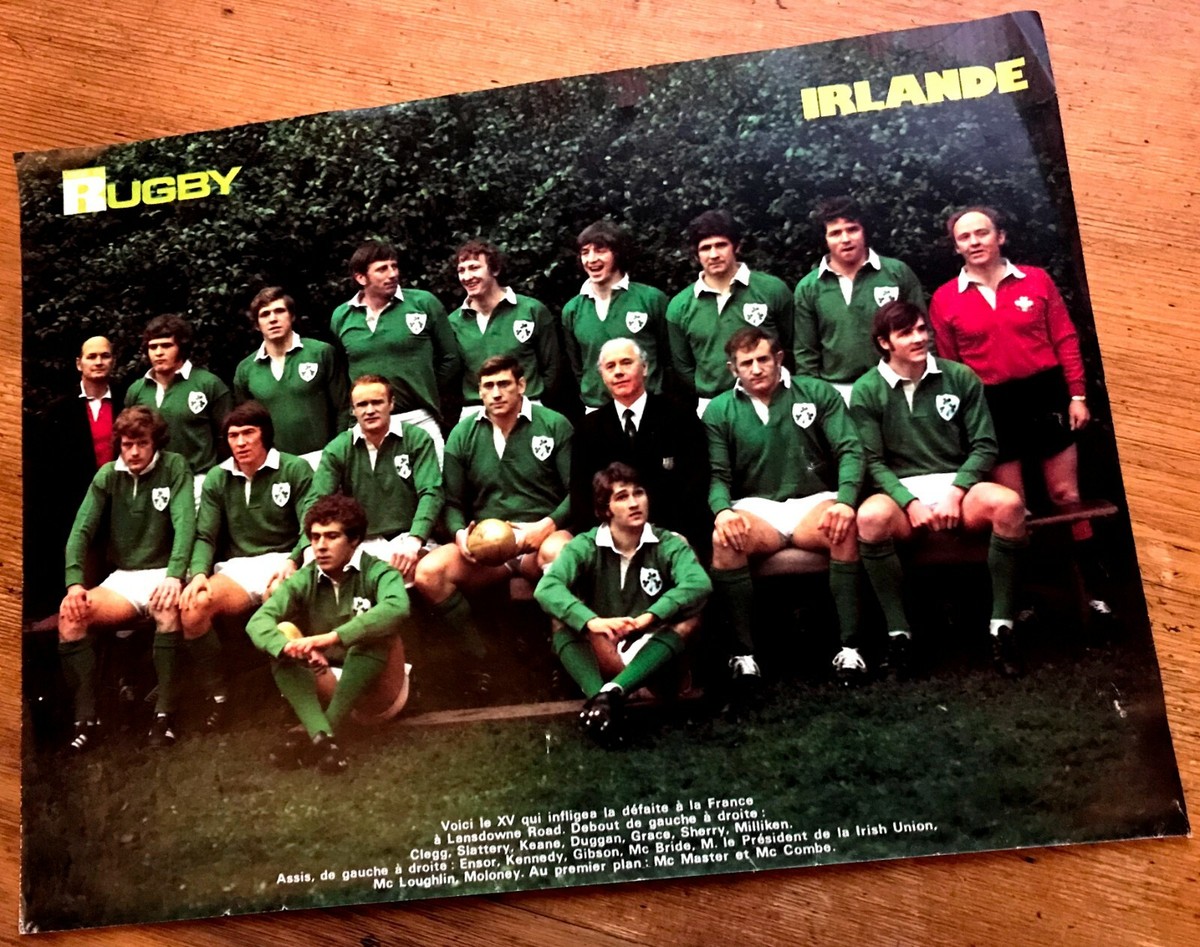 Poster Rugby Irlande – Équipe D'Irlande Tournoi 5 Nations 1975 – Miroir Du Rugby – Rare