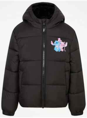 Lilo Stitch Coat Puffer Jacket Black Coat Disney's Stitch Angel