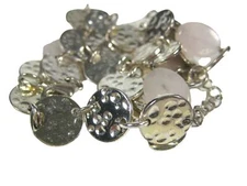 AC Silvertone Hammered Discs Necklace 16 Inch Choker Collar Statement Beaded