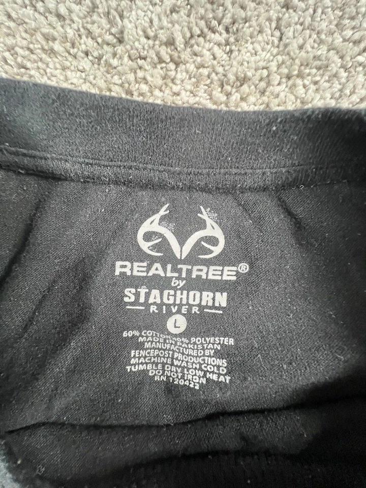 Realtree Black Shirt Mens Large Long Sleeve Hunting Outdoors - Image 4 of 4