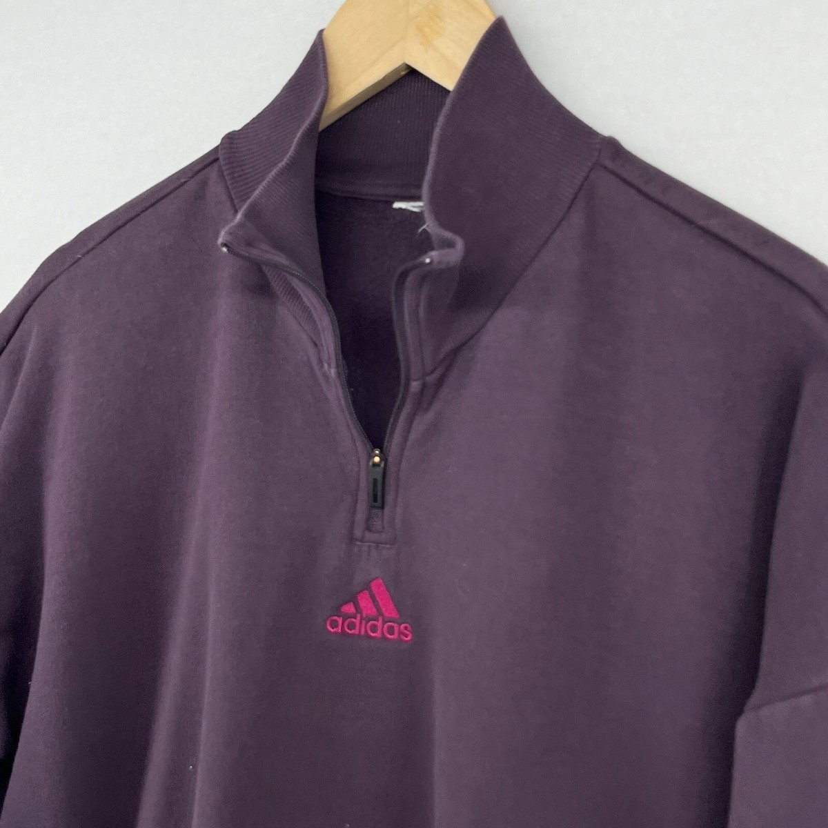 ADIDAS Sweatshirt Womens L Essentials Comfort Elongated 1/4 Zip
