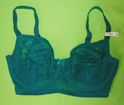 Next Lizzie Balcony Bra teal green lace underwired longline bra Size 38F New