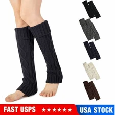 Women Winter Leg Warmers Knit Crochet High Knee Leggings Warm Boot Socks Slouch