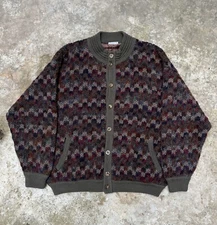 Amazing Rare Vintage CACHAREL PARIS Colored Knit Insulated Bomber Jacket Size XL