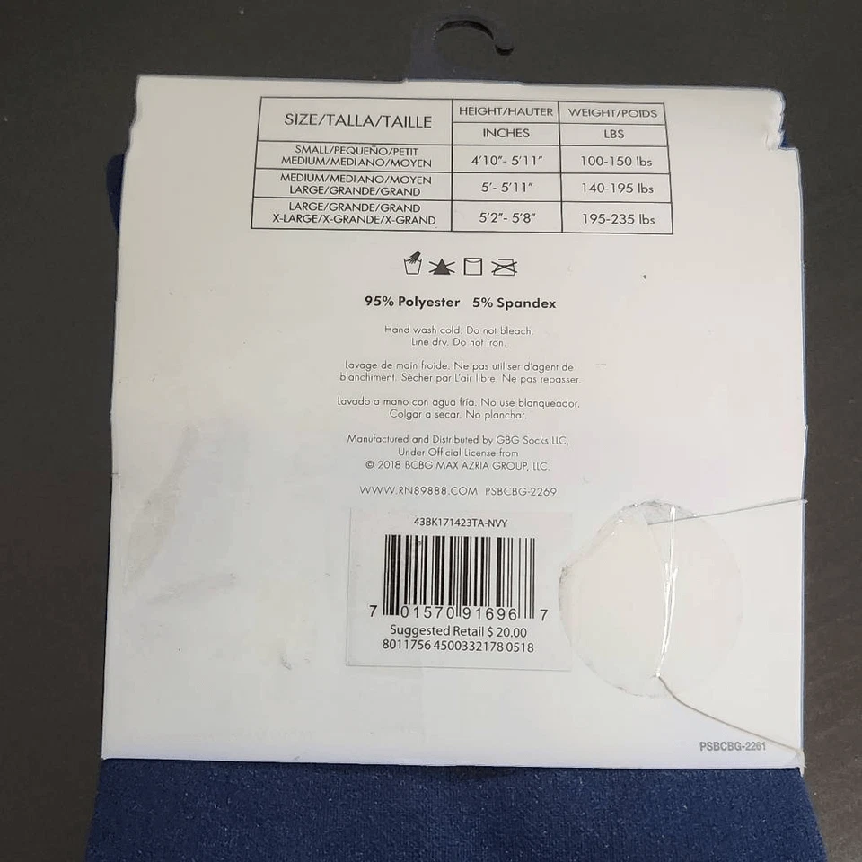 Medias forradas de terciopelo azul marino BCBGeneration 1 par sin pies nuevas con etiquetas talla mediana/grande Foto 3 de 4