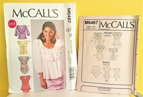 McCalls M4454 M6467 Ruffles Lace Camisole Top Scoop Neck Blouse Sewing Pattern - Picture 8 of 9