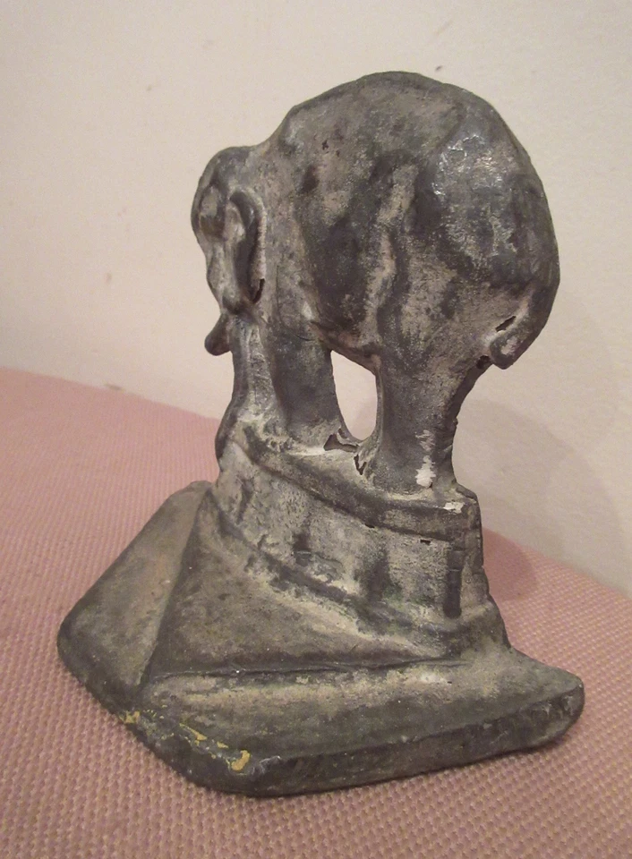 heavy rare antique 1800's solid lead figural circus elephant doorstop iron stop - Image 3 of 4