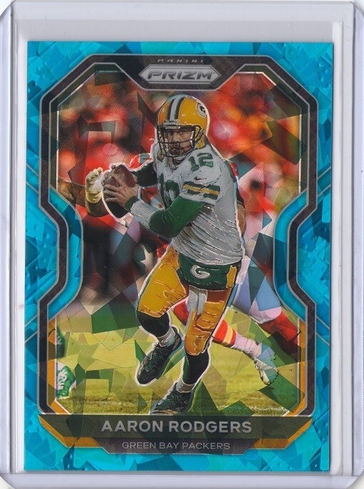 AARON RODGERS 2020 Panini Prizm BLUE ICE Refractor #206 PACKERS 20/99
