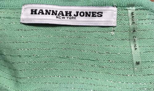 Hannah Jones Top Women’s Green Long Sleeve Blouse Ribbed. Sz Medium SB3 - Picture 7 of 9