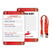 Red Medical Alert Card Writable With Lanyard Emergency Contact Card 2pcs