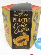 Vintage 1940s-1950s Hutzler Plastic Cookie Cutters 14 Piece Set