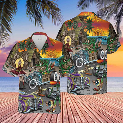 NEW! Rat fink and the Hot Rod story Hawaiian Shirt Summer Vacation Size S-5XL