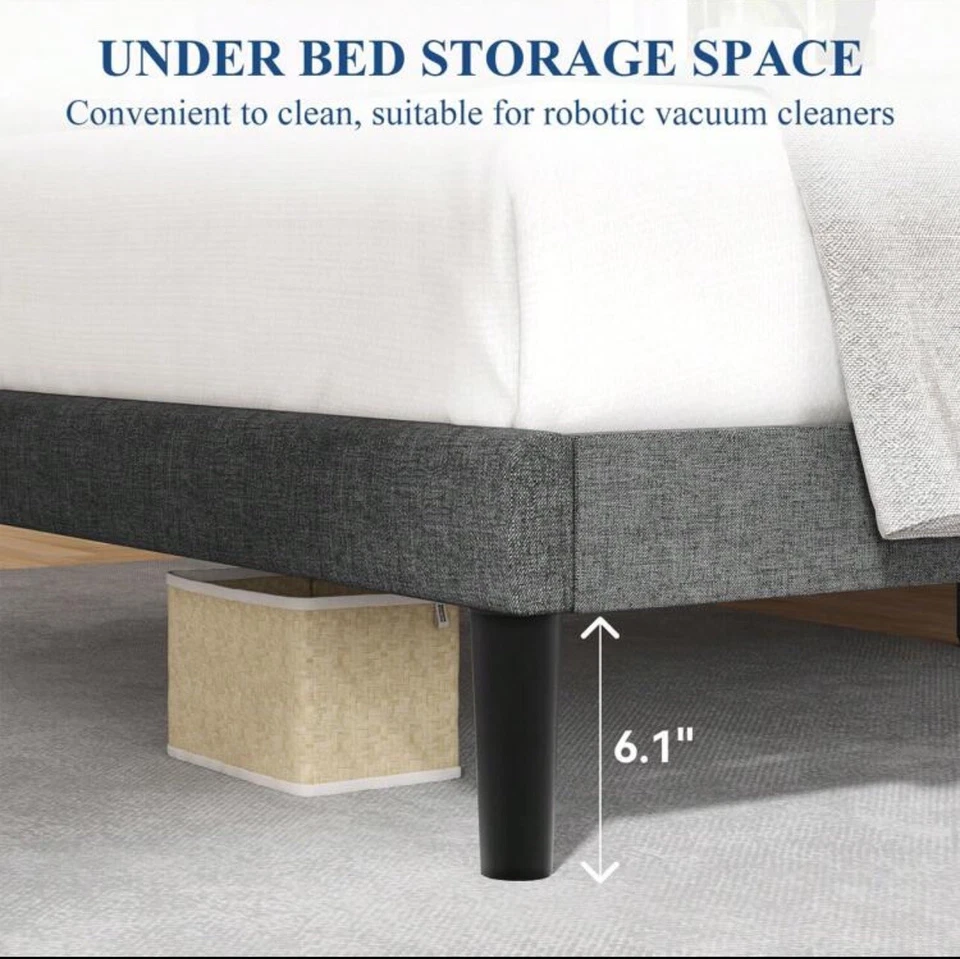 FULL Size Bed Frame Upholstered Platform with Complete Adjustable Headboard - Image 4 of 4