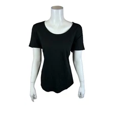 Soulgani Active Chaos & Beauty Short Sleeve Top with Side Slits Black Large Size