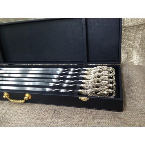 6 Pcs 23 Inch Stainless Steel Metal Barbeque Skewer Needle BBQ Kebab Stick Gift