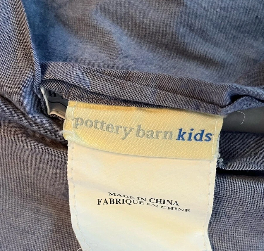 Pottery Barn Throw Pillow Cover Kids Football Red Blue Chambray Brown 12 X 16” - Image 3 of 4