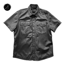 Men's 100 Real Leather Lambskin Soft Casual Button Down Leather Shirts Jacket