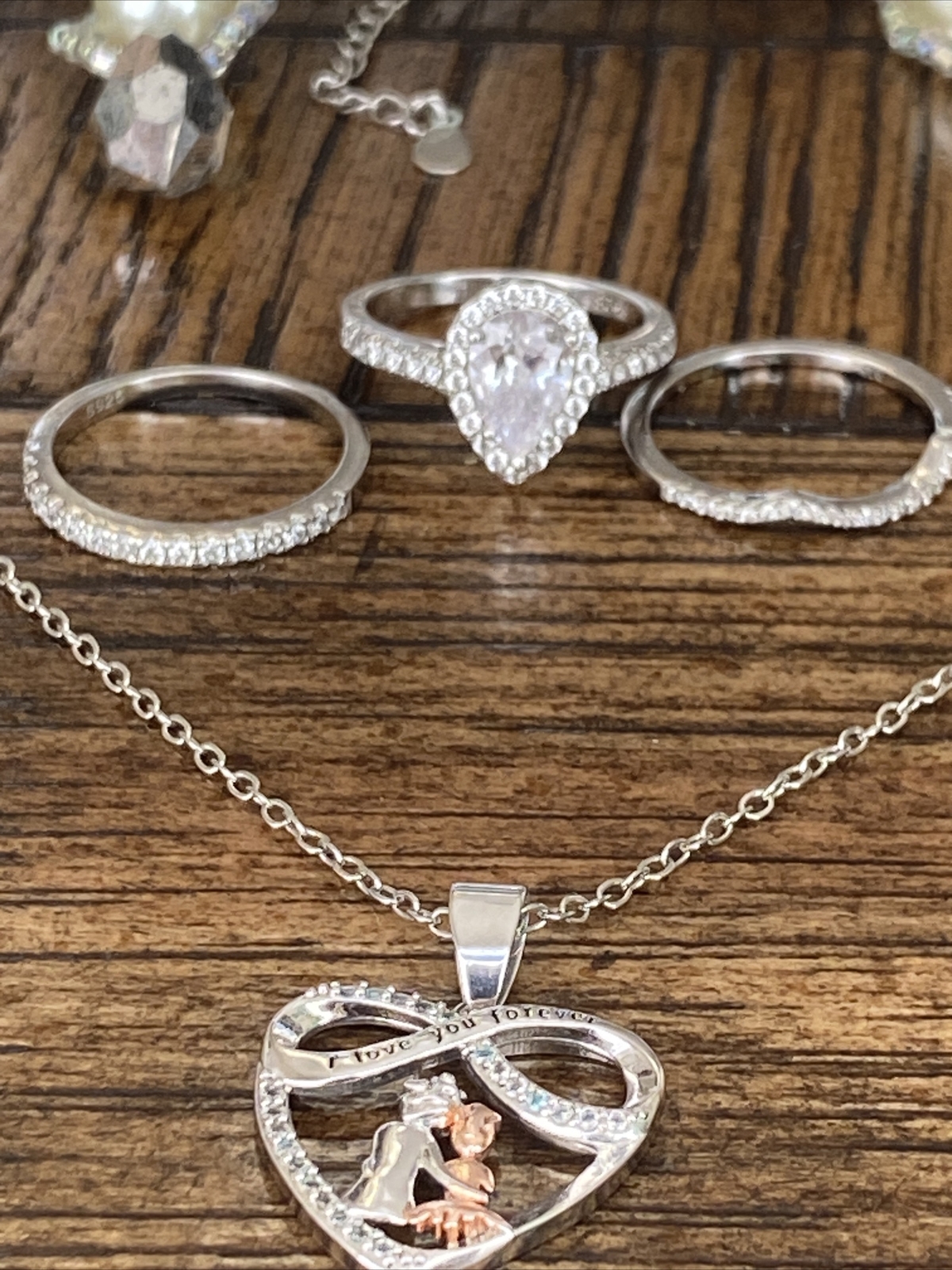 Silver Set, Rhinestone, CZ? Crystal ? Bead Two To… - image 10