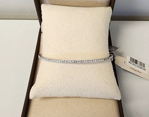 Judith Jack Sterling Silver .925 Hinged Oval Bracelet w/ Swarovski details