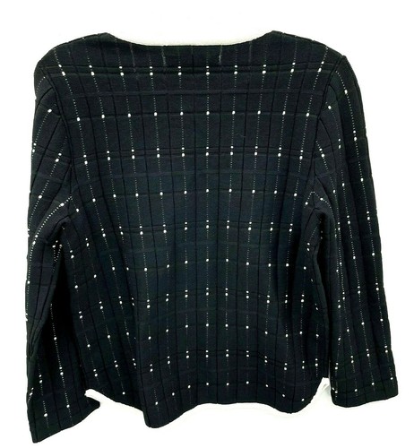 Marc New York Womens Medium Cardigan Black White Print Gold Accents Sweater - Picture 2 of 5