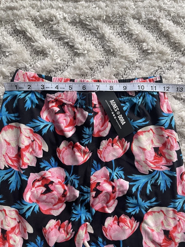 NUEVO Leggings Agnes & Dora Suaves Elastizados Negros Estampado Floral Para Mujer S/M (4-12) Foto 3 de 4