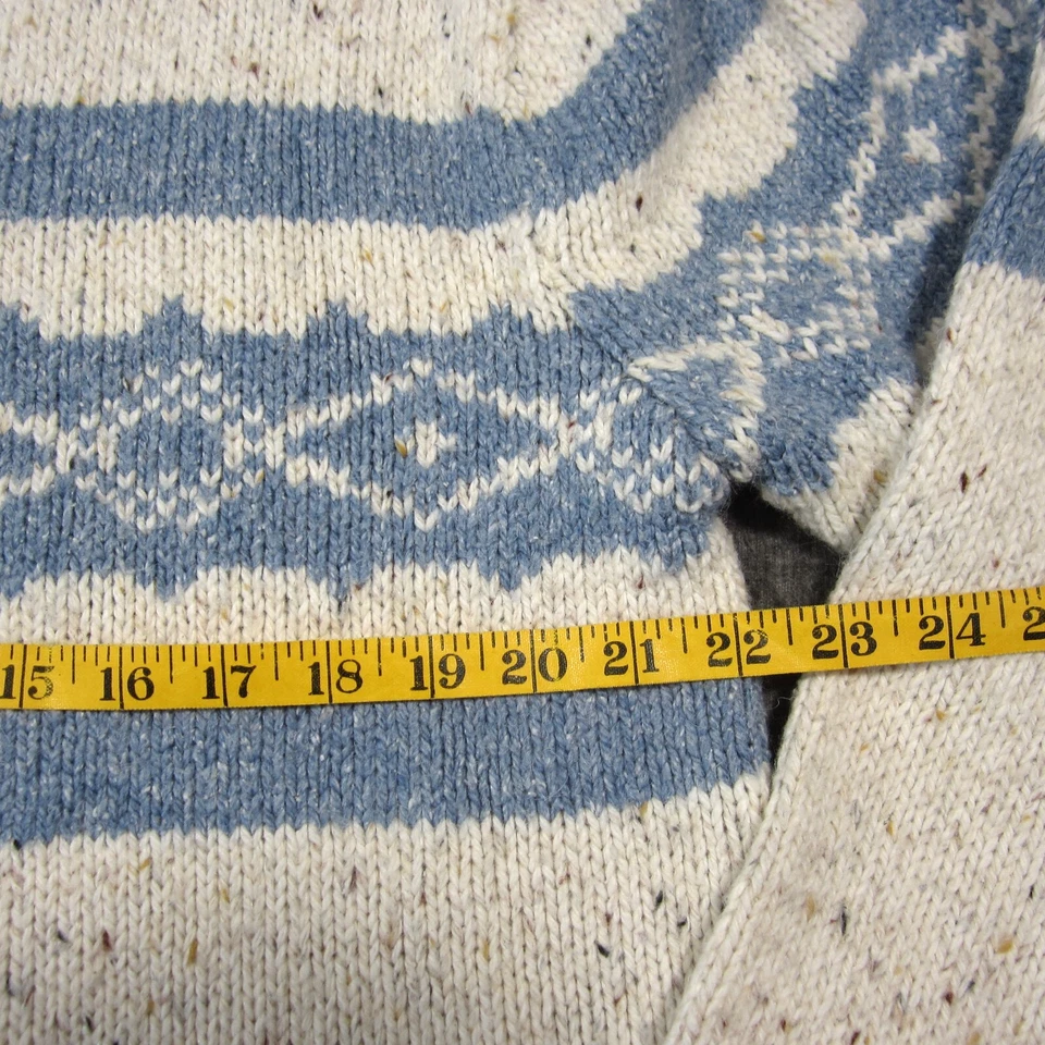 Cárdigan St Johns Bay Mezcla Lana XL Azul Marfil Madera Palanca Botón Nórdico Hygge Foto 4 de 4