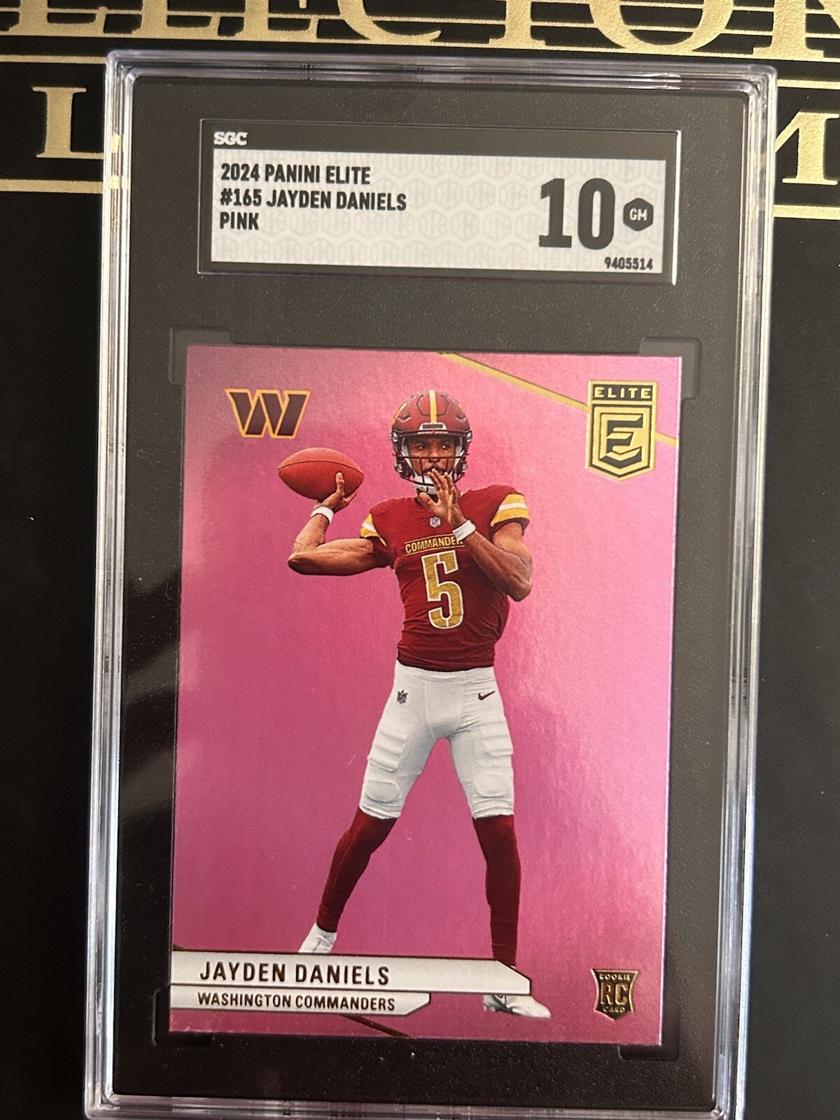 Jayden Daniels 2024 Donruss Elite Football Pink RC No. 165 SGC GEM MINT 10